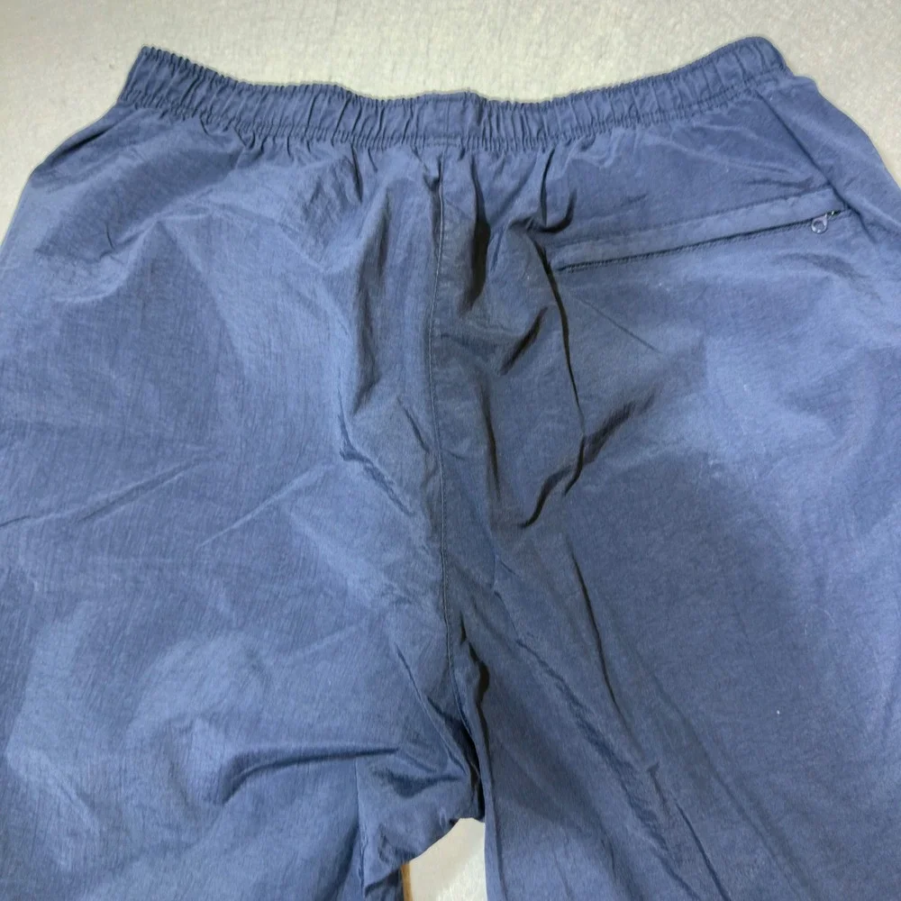 Reebok Track Pants Mens Medium Navy Blue Excellent Vintage Striped Nylon Joggers